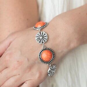 Paparazzi Jewelry Accessories -Fredonia Flower Patch - Orange Bracelet - Vintage